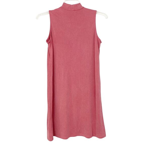 DREW Mauve Ribbed Choker Cut Out RIbbed Sleeveless Dress Sz S - Picture 4 of 6